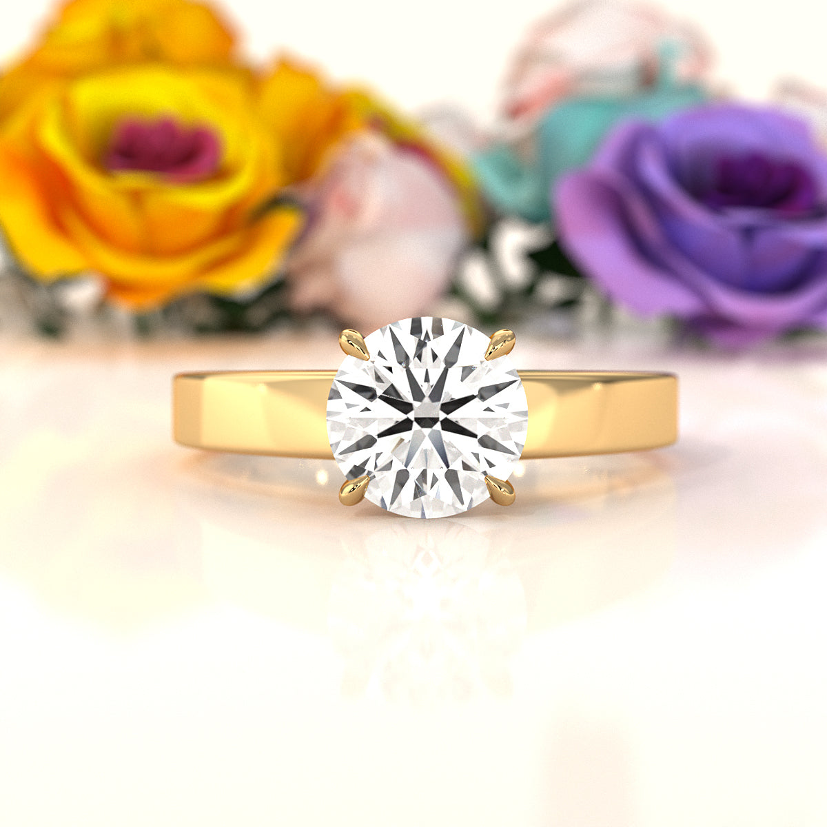 3.5mm Cathedral Style Flat Edge Solitaire Lab Grown Diamond IGI Certified Engagement Ring 4g Setting 1.00 Ctw.